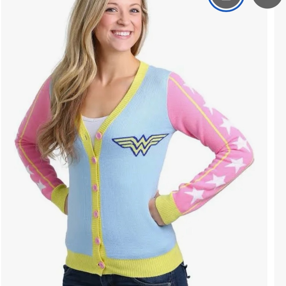 DC Comics Blue and Pink Wonder Woman Cardigan